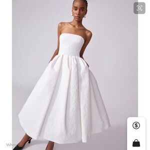 CAROLINA HERRERA Floral Cloque Strapless Midi Dress